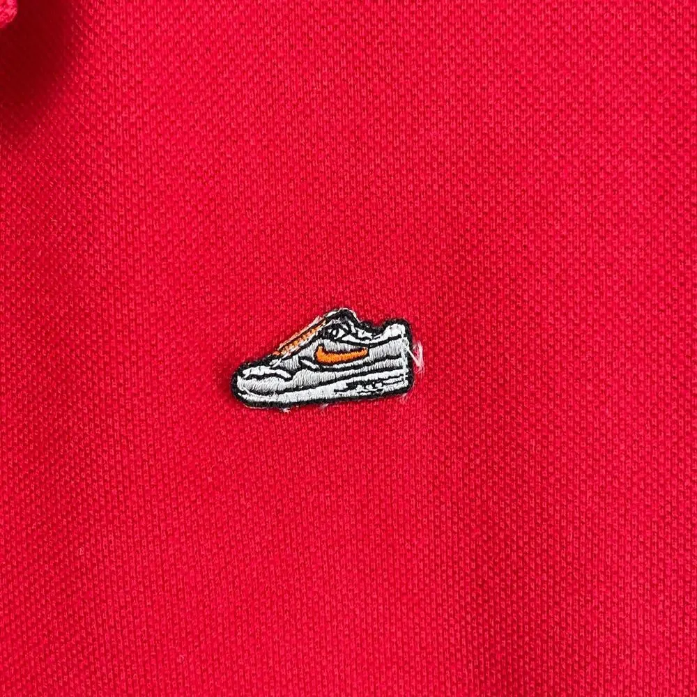 NIKE Shirt Mens L Sportswear Air Max Sneakerhead Polo Golf Athletic Cotton Red